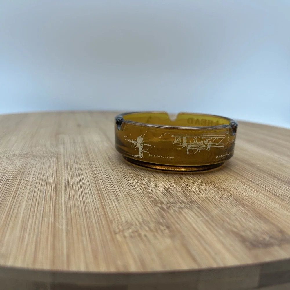Nags Head‎ North Carolina Amber Ashtray Wrights Bros Vintage Aviation Pilots